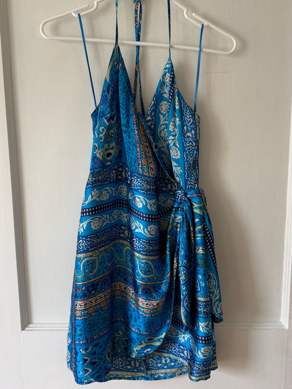 Zara Blue Paisley Mini Wrap Dress
